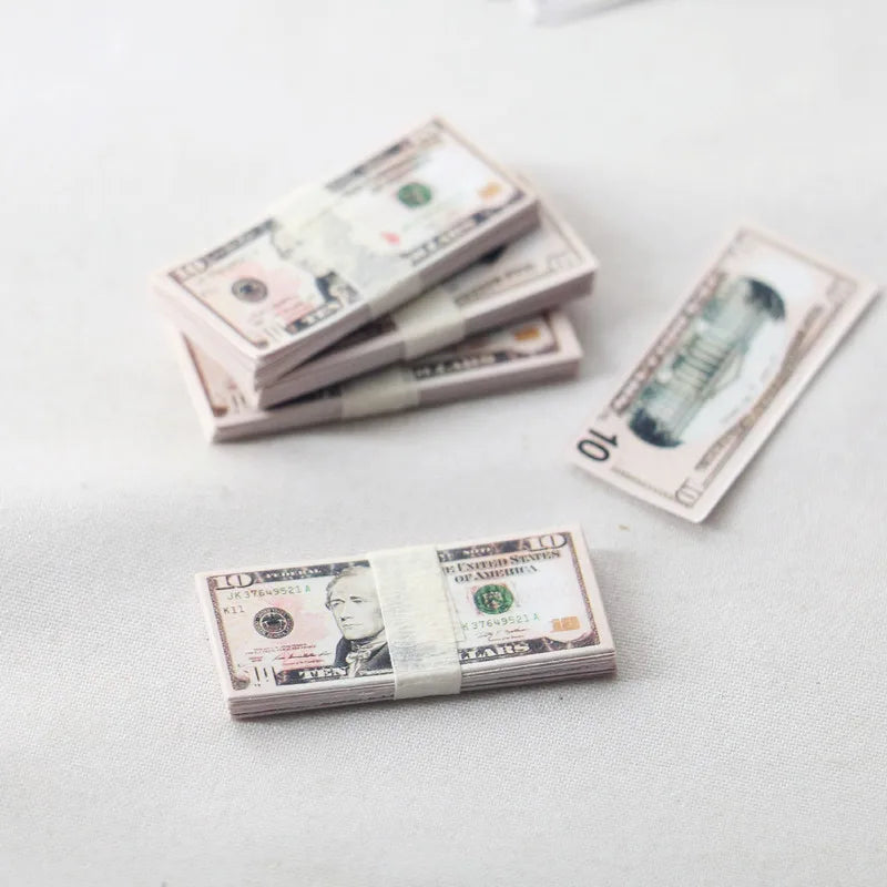 1:12 Dollar KRW Ticket Mini Fake Money Dollhouse Miniature Scene Model Banknotes Prop Dollar Bills Artificial Money Decoration