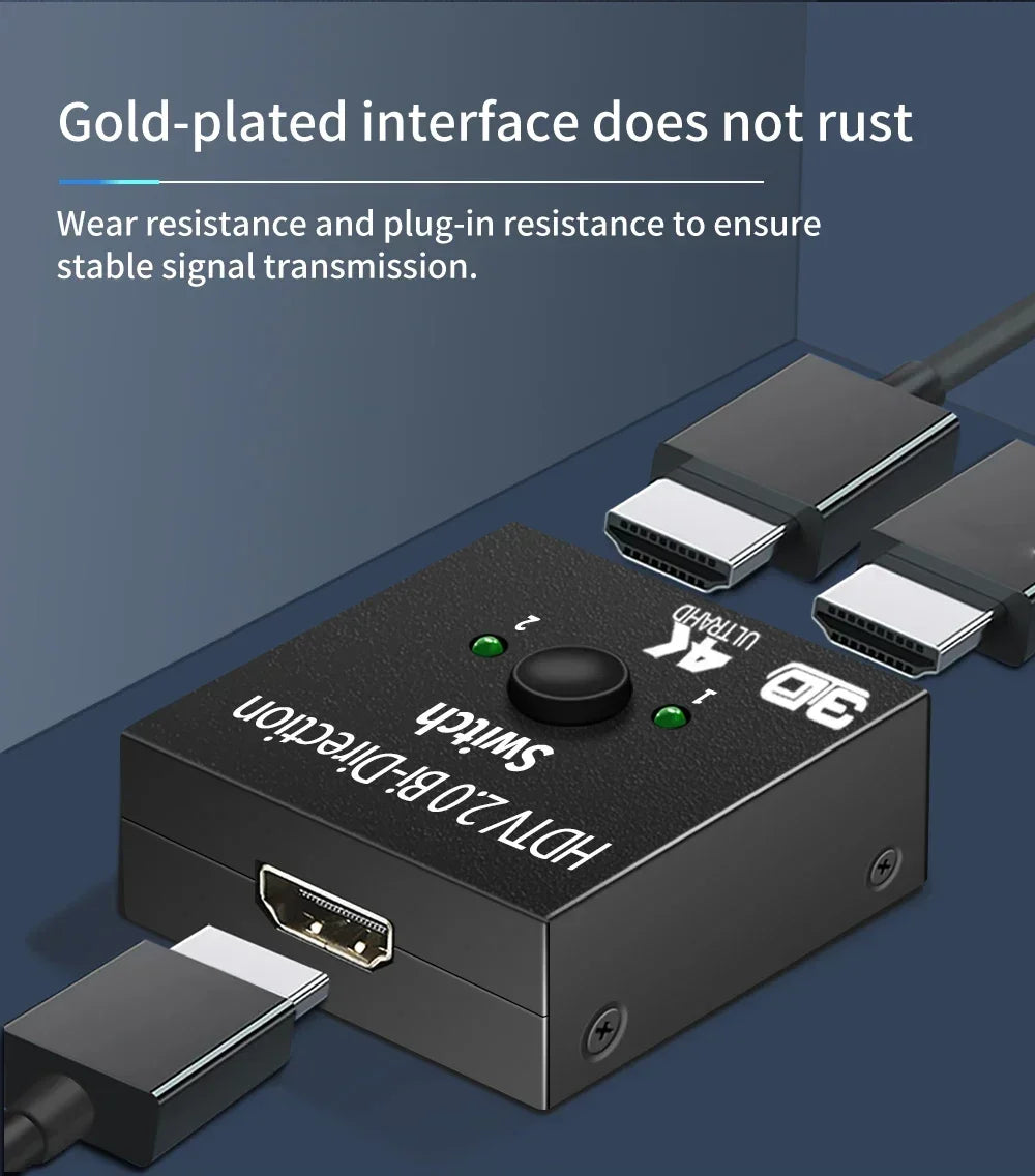 4K Switch KVM Bi-Direction 1x2/2x1 HDMI-compatible Switch 2 In1 Out for TV Box PS4/3 Switcher Adapter HDMI-Compatible Splitter