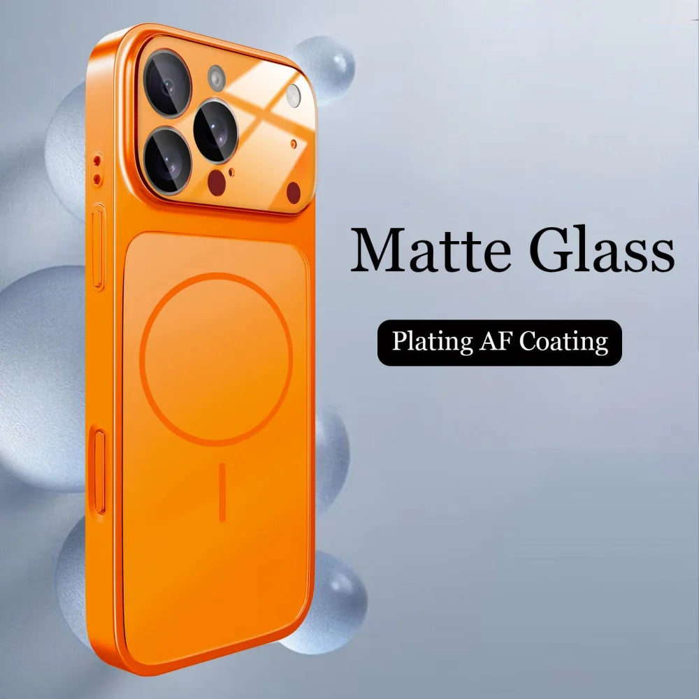 Original Glass Nano Matte Case For iPhone 17 16 15 14 13 Pro Max 17Air Magnetic For Magsafe Wireless Charging Armor Funda