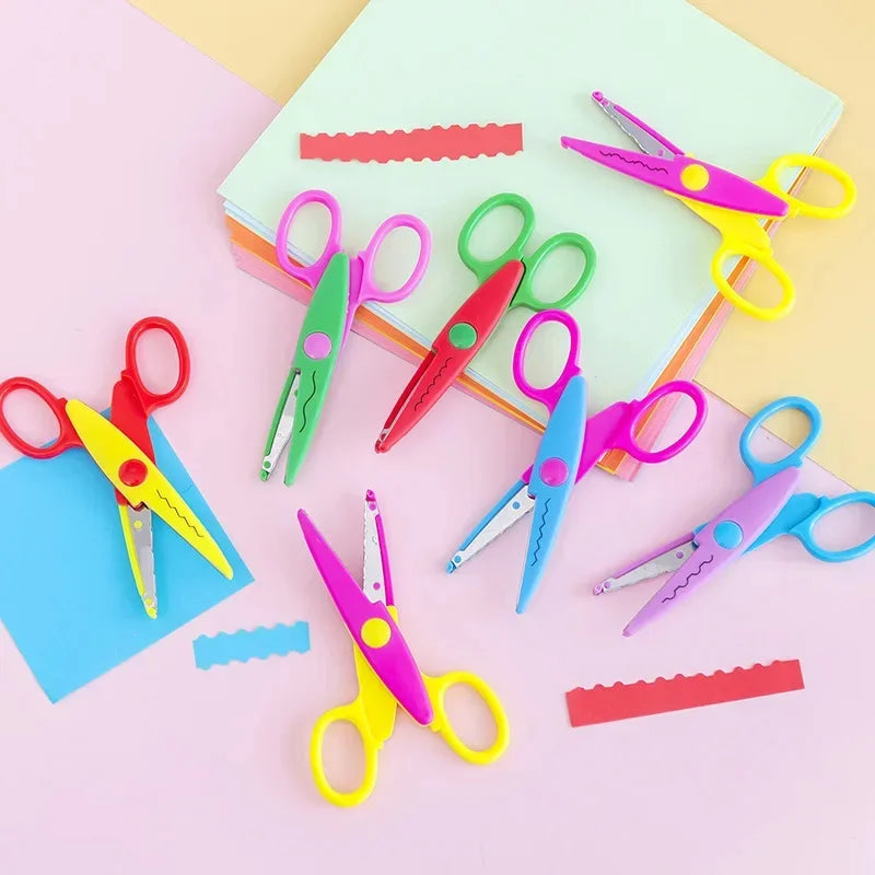 6pcs/Set Scissors Wavy Pattern Paper Cutter DIY Handmade Tools Paper Craft Kawaii Card Photo Scissors Kids Gifts Office Supplies