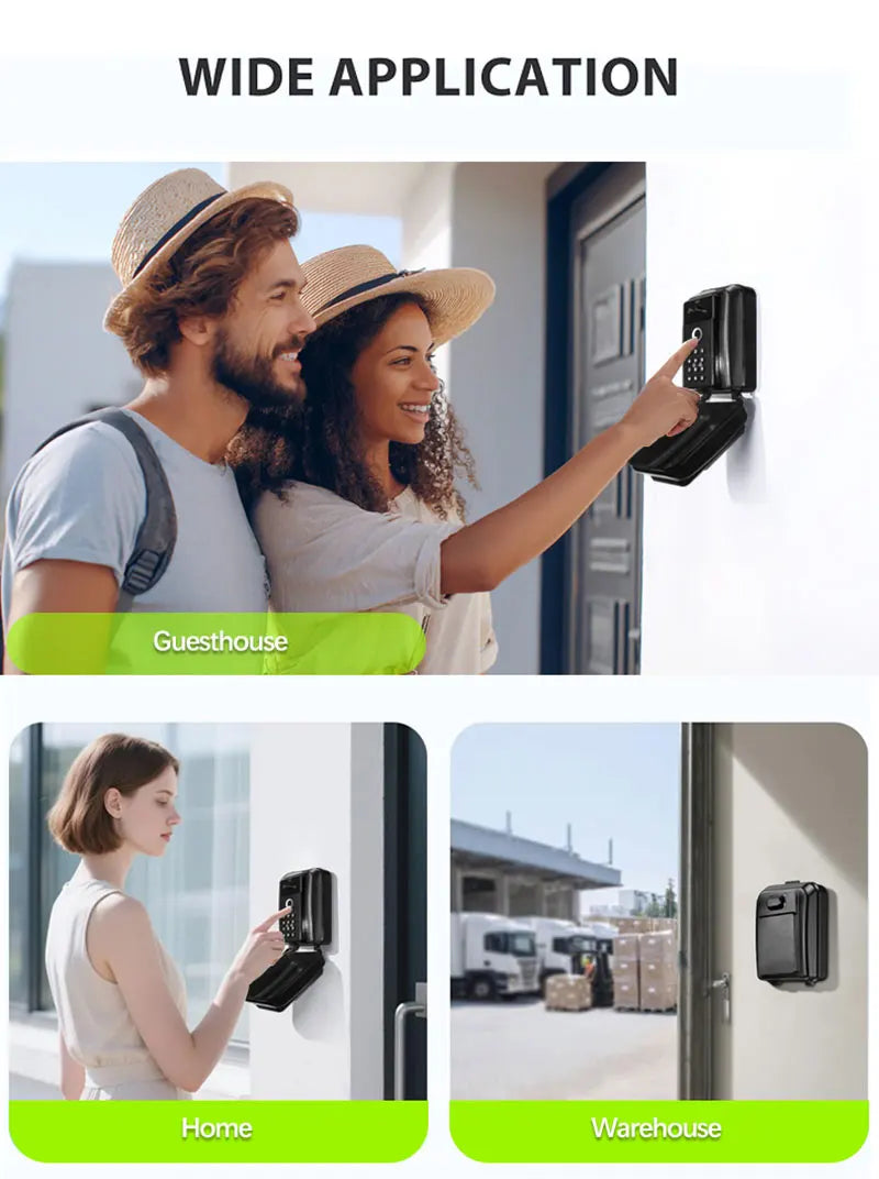 Tuya/TTlock Smart Key Lock Box Fingerprint Wall Mounted Aluminum Alloy Key Safe Box Waterproof With Code Key Storage Lock Box