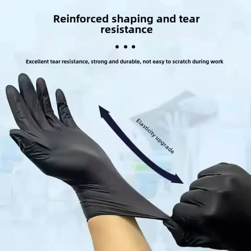 Black Disposable Nitrile Gloves Latex & Powder Free for Tattooing Manicures Salon Cleaning Disposable Apparel