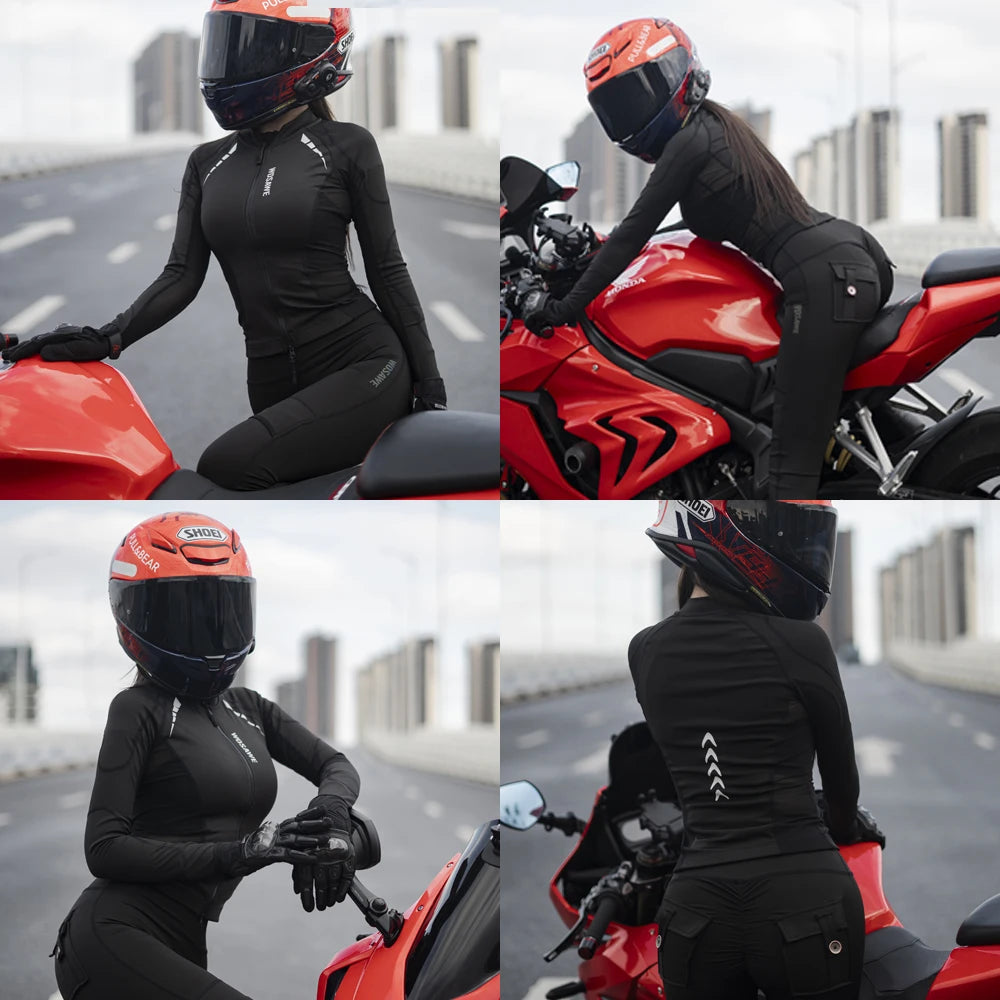 WOSAWE Women Motorcycle Soft Armor Full Body Summer Motorbike Protective Jacket Motocross Racing Pants CE Approved