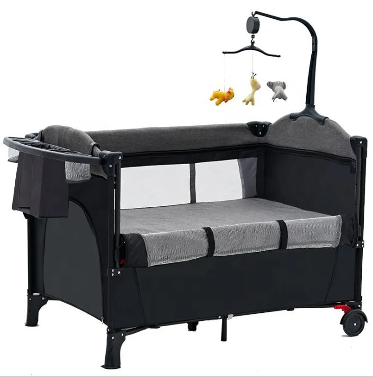 European EN Standard High Quality Foldable Multifunctional Baby Playpen Bedside Crib Sleeping Crib Drop Side Travel Cot Baby Bed
