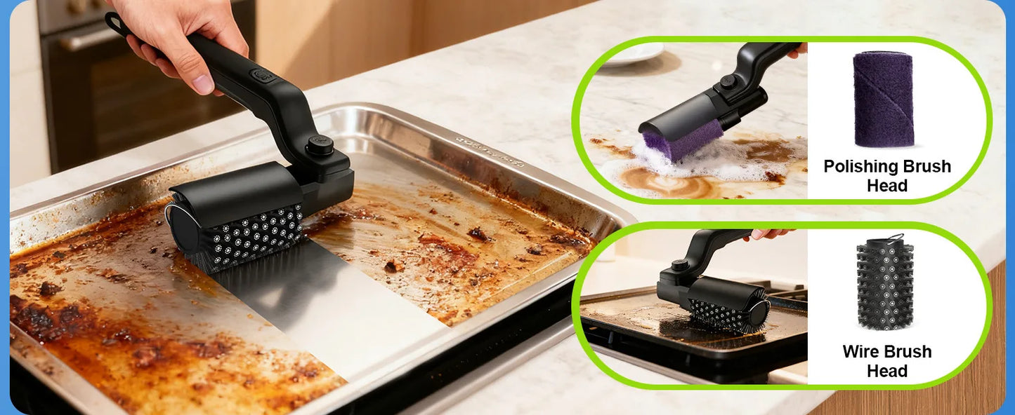 Electric Grill Brush Cleaning BBQ Cleaner Brush Cordless Rechargeable Rotary Adjustable Outdoor Heavy oil Stains Clean Tool