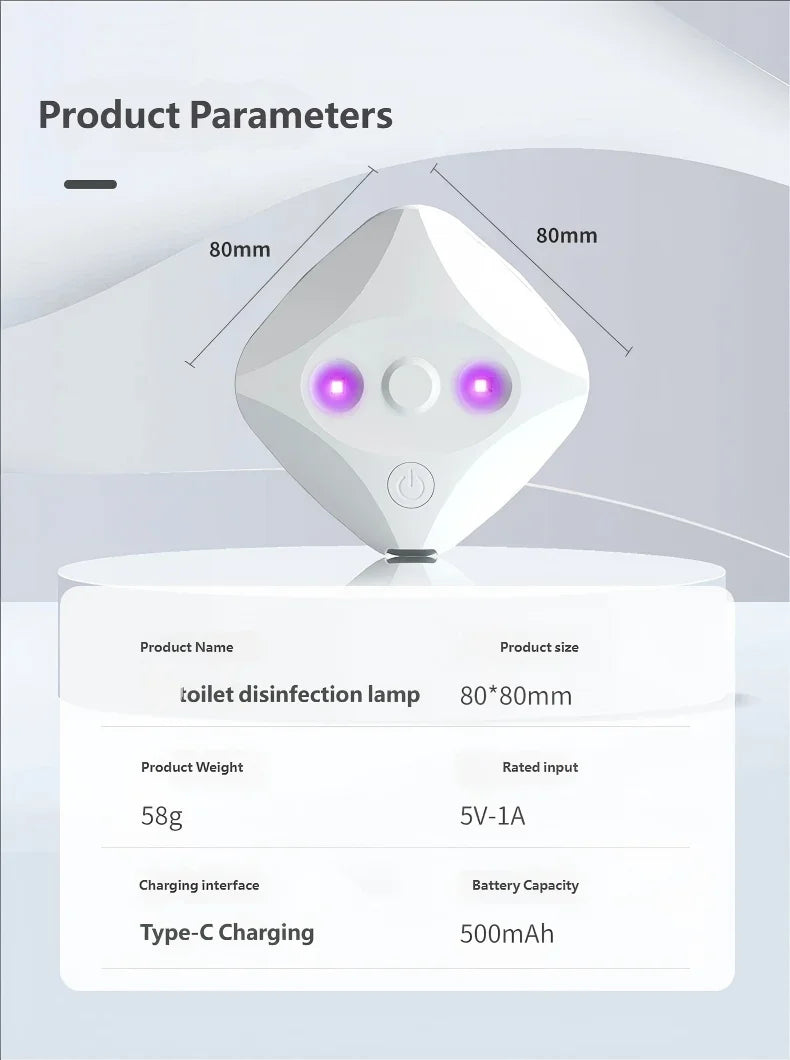 HOMEFISH New Toilet Sterilization Lamp Portable Mini Disinfection Lamp Home USB Charging Sterilizer