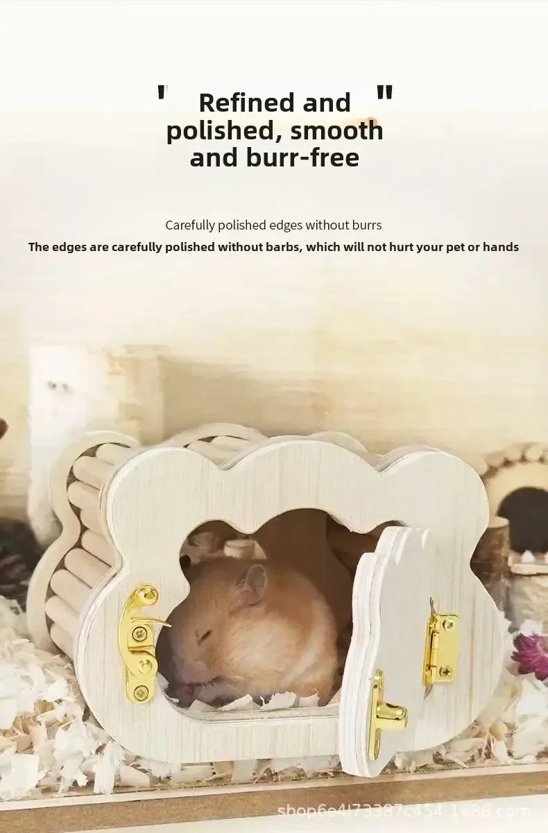 Hamster Voyeur Series Wooden Nest House Avoidance Observation House Cute Golden Bear Flower Branch Mouse Entertainment Intera