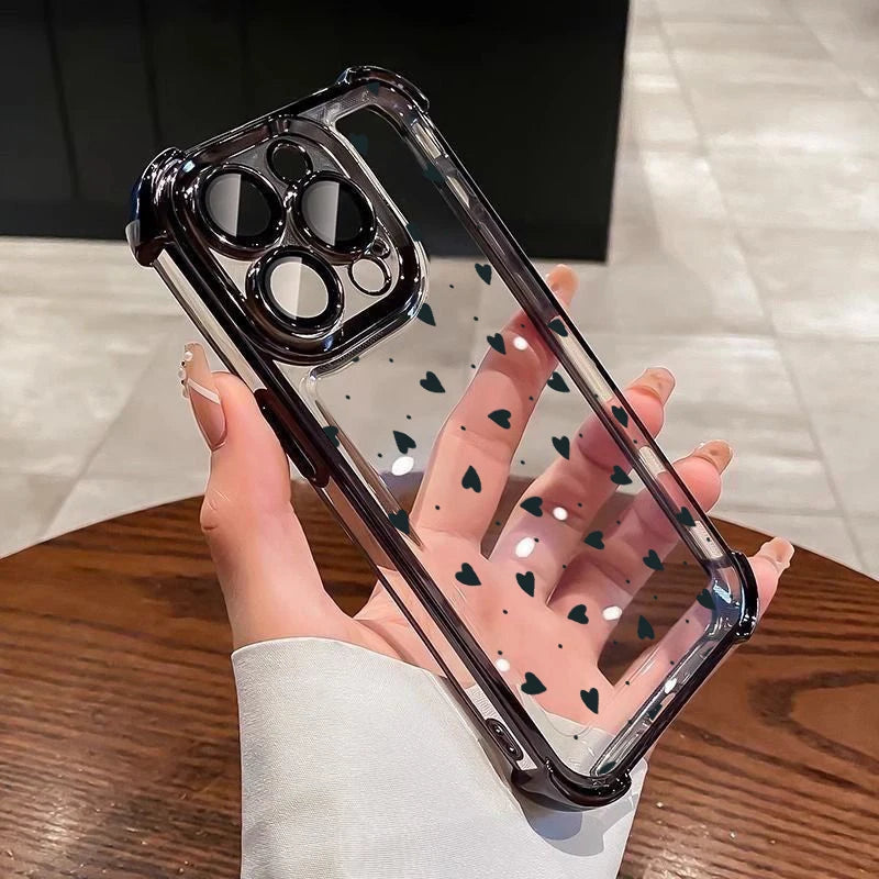 Cute Love Heart Electroplated Airbag Case For Realme 15 14 Pro Plus 15T 5G C53 C51 C85 C55 C15 C20 C35 C33 12 13 9 Pro Plus GT 7