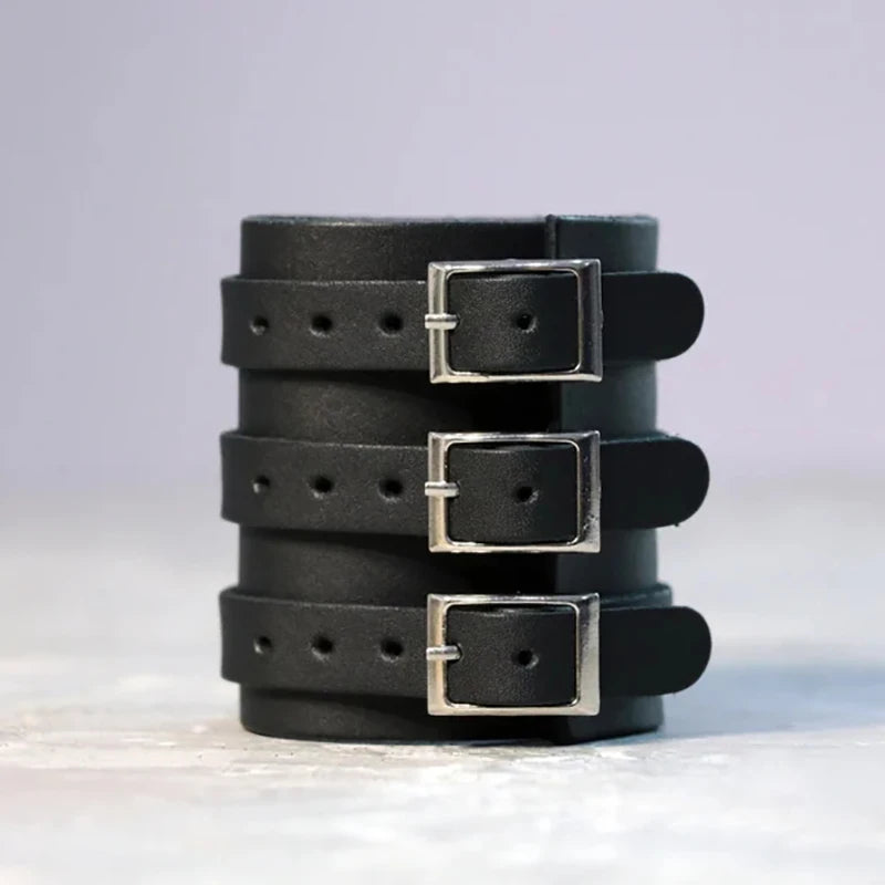 1PC Men's Fashion Versatile Bracelet Vintage Wide Strap Punk Style Multilayer Leather Wristband Simple Accessories Jewelry