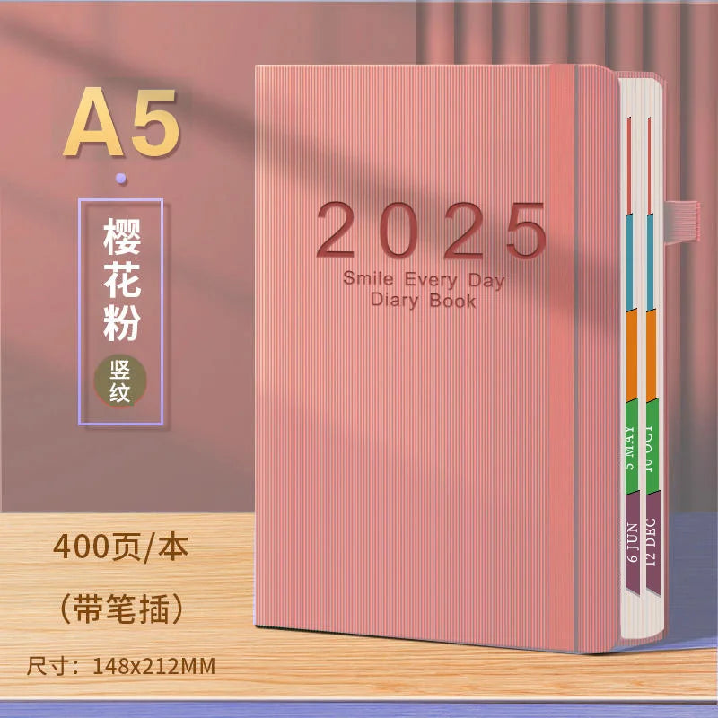 2025 Planner Schedule Agenda Efficiency Notebook Daily Weekly Monthly Diary Journal for Students School Office Stationery Supply