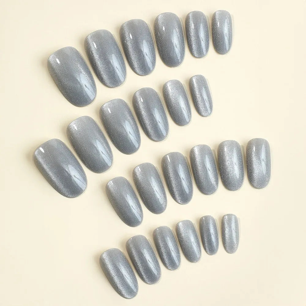 24pcs/box Square/Almond Cat's Eye False Nails Press on Nails Tips DIY Full Cover Nail Tips Wearable Manicure Faux ongles