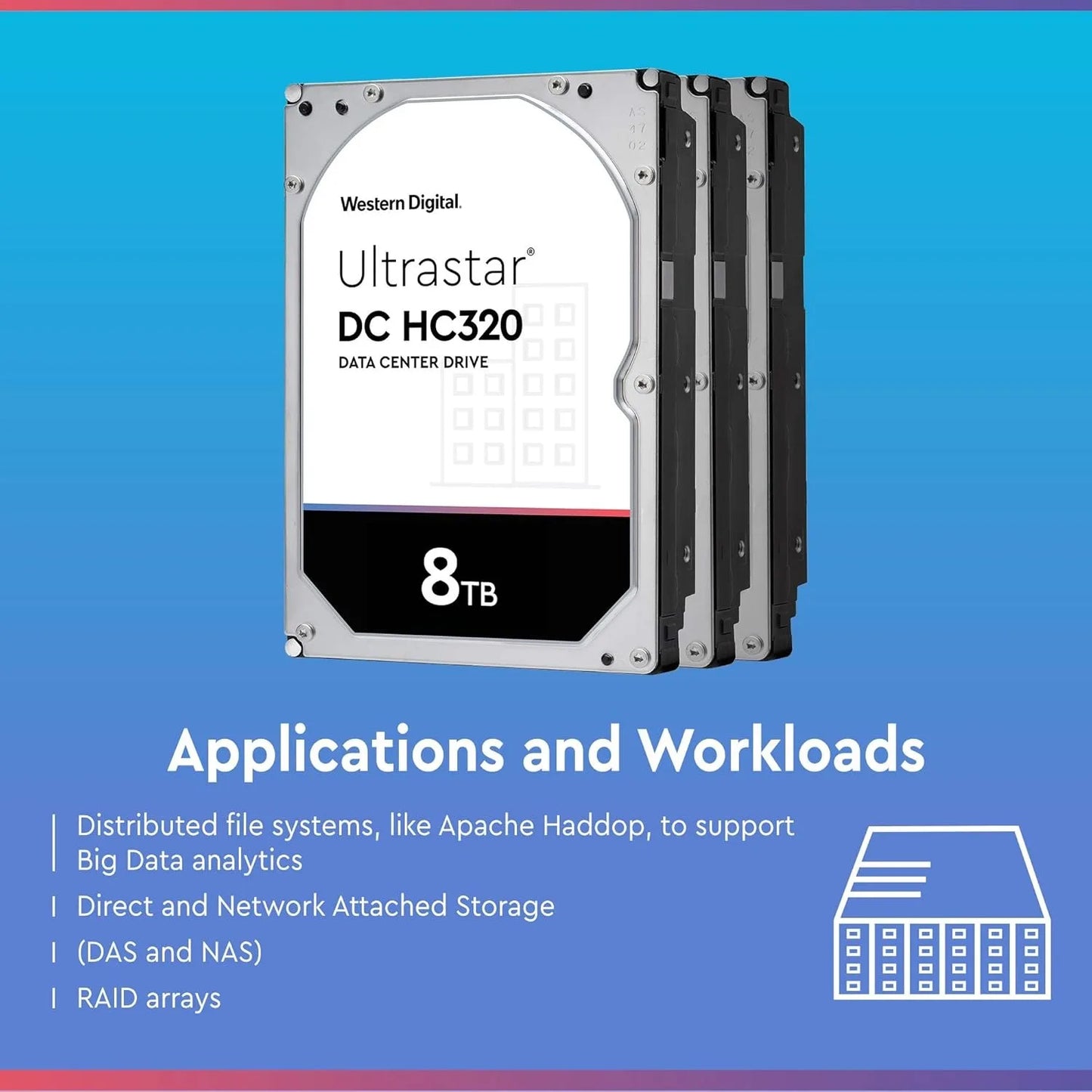 Western Digital 8TB Ultrastar DC HC320 SATA HDD Class SATA 6 Gb/s 256MB Cache, 3.5"