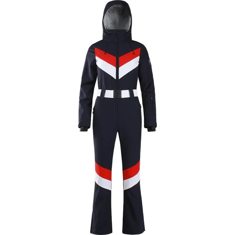 2025 Winter Overalls Women Slim Fitting Ski Suit Outdoor One-Piece Jumpsuits Wind Proof Waterproof Skiing Set Snowfield Clothing