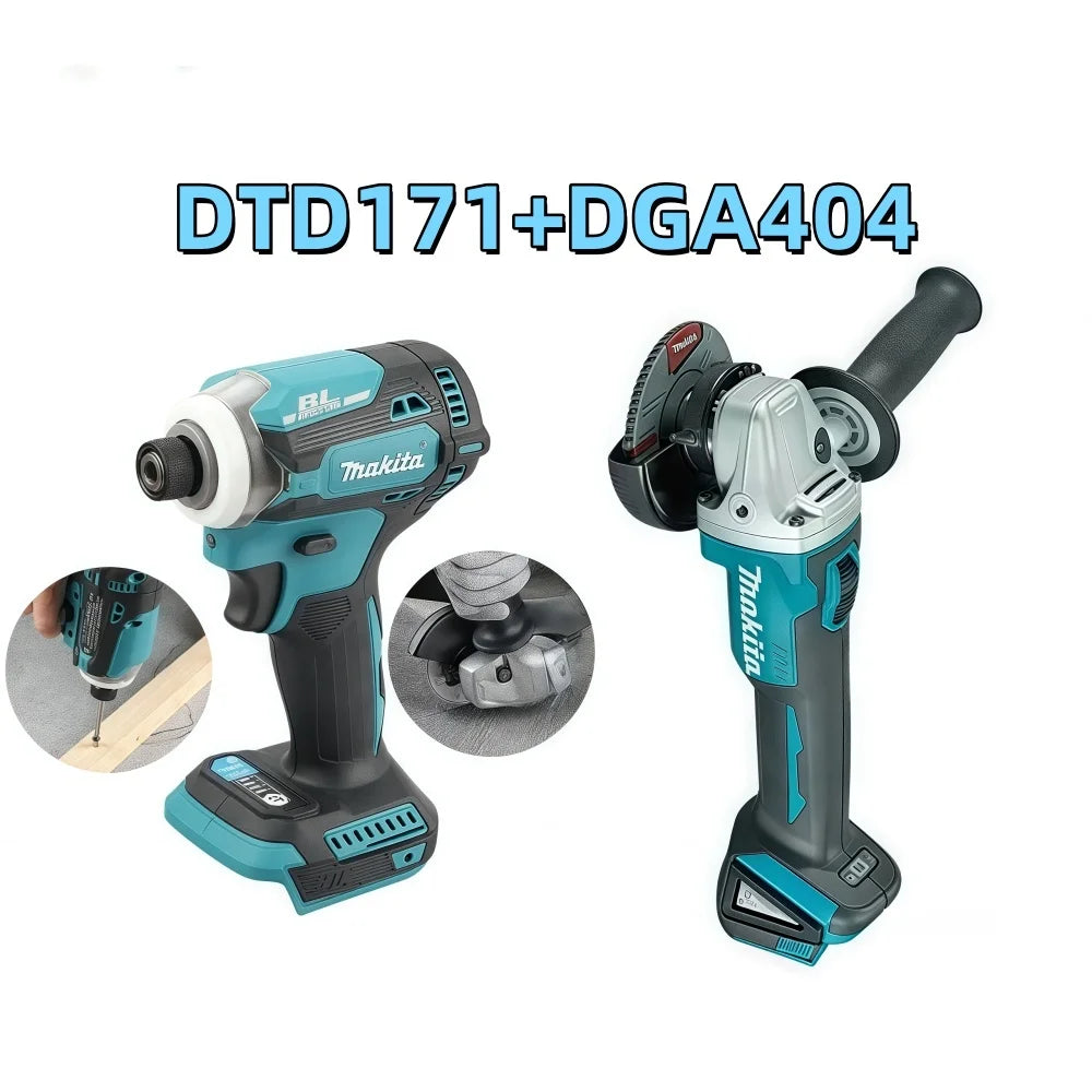 Makita DGA404 18V 125mm Electric Angle Grinder Brushless Cutting Machine, DTD171 Brushless Impact Drill Car Maintenance Tool