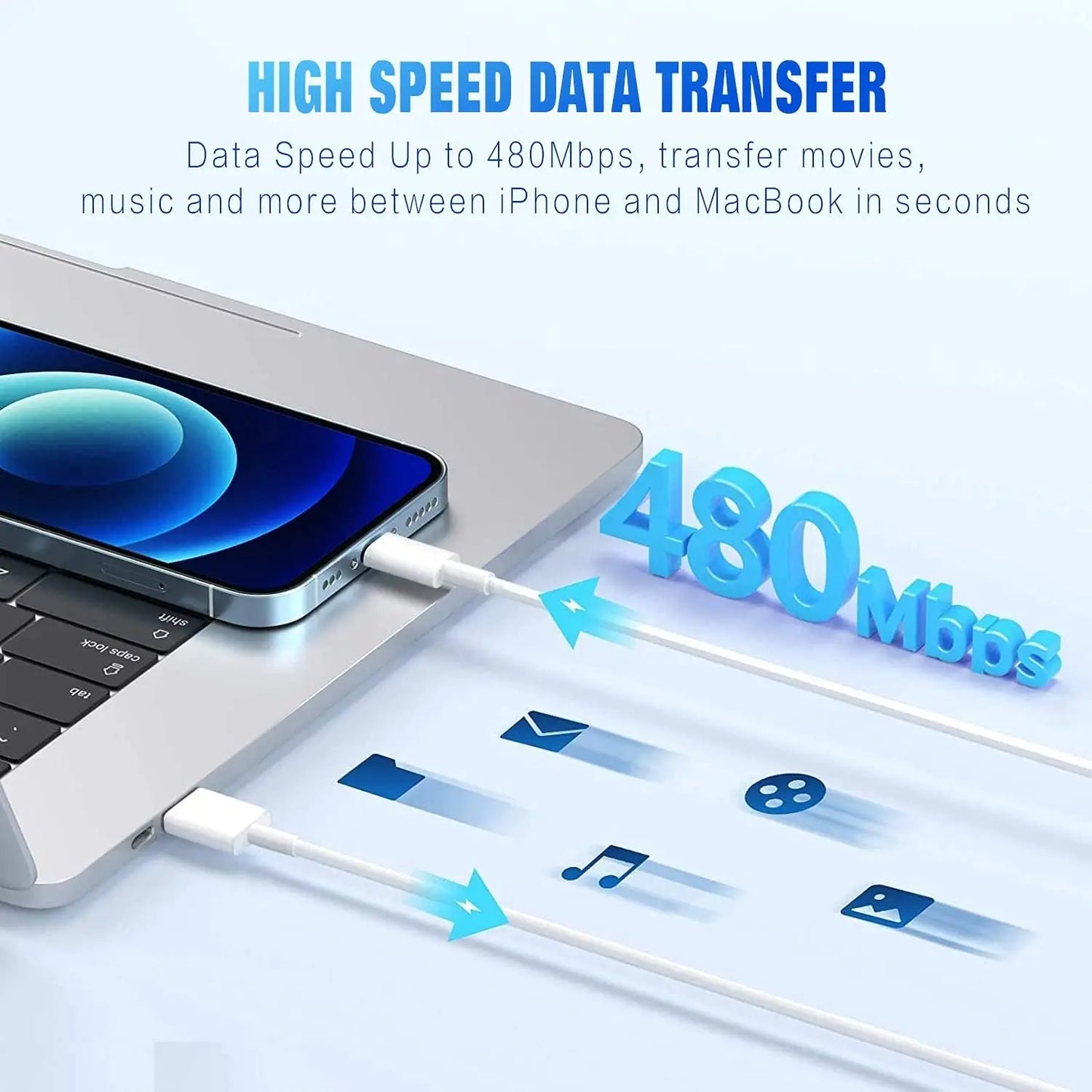 20W Fast Charing USB to L 3.3Ft Cable For iPhone 14 13 12 11 Pro 7 8 Plus Max Xr Xs X Phone Data Sync Charger Wire Cord For ios