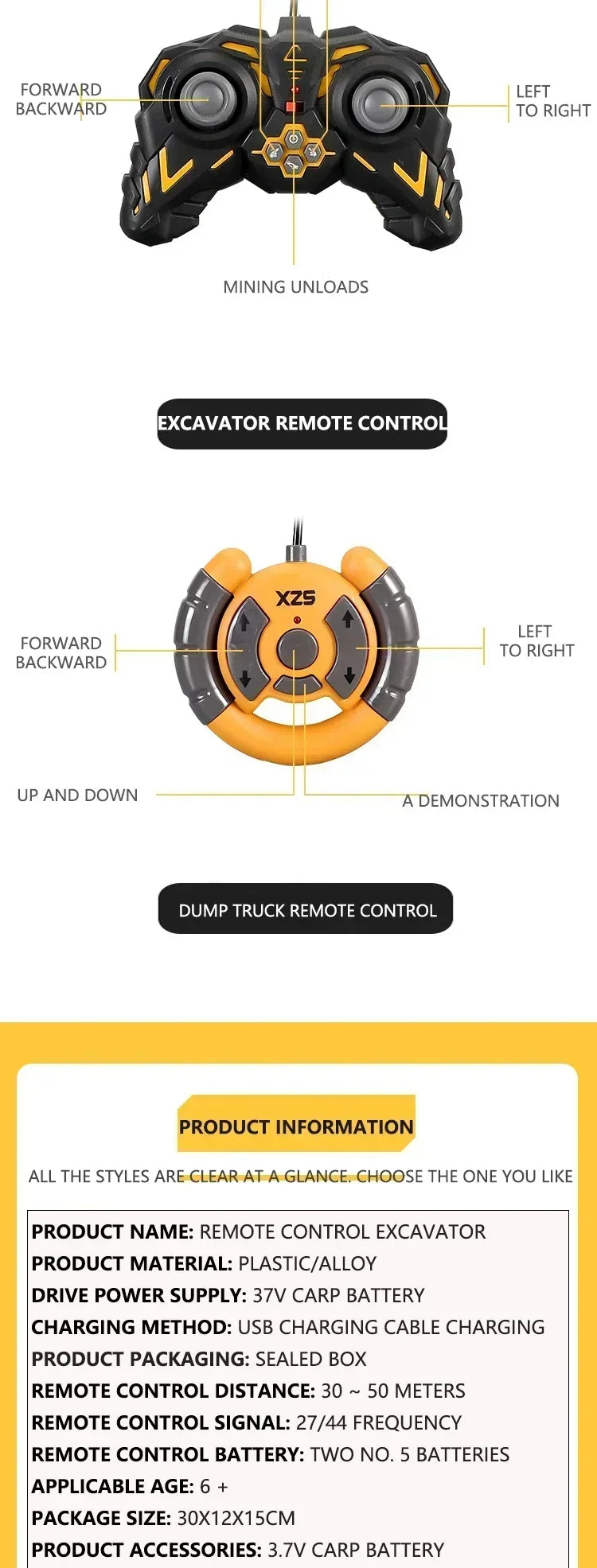 Intelligent remote control excavator dump truck 2.4Gremote control engineering truck crawler truck bulldozer children's gift toy