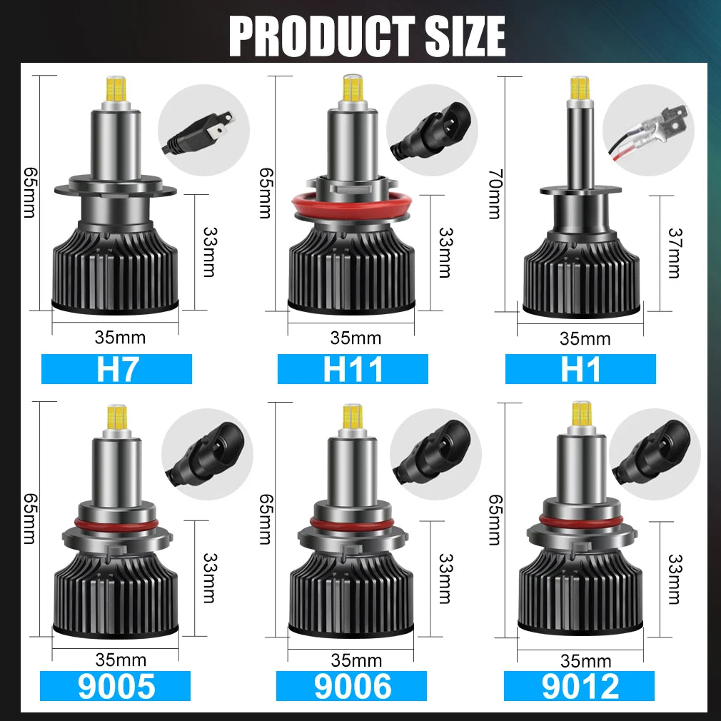 2pcs 30000LM H7 Led 360 H1 HB3 HB4 9012 HIR2 Led H11 H8 9006 9005 Car Headlight Bulbs Fog Lamp for Auto 3000K 6000K 12V 3D Chips