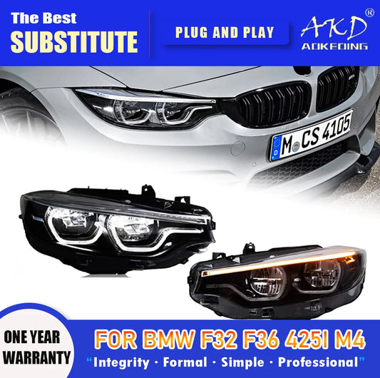 AKD Head Lamp for BMW F32 F36 M4 F82 LED Headlight 2013-2019 Headlights 425I DRL Turn Signal High Beam Angel Eye Projector Lens
