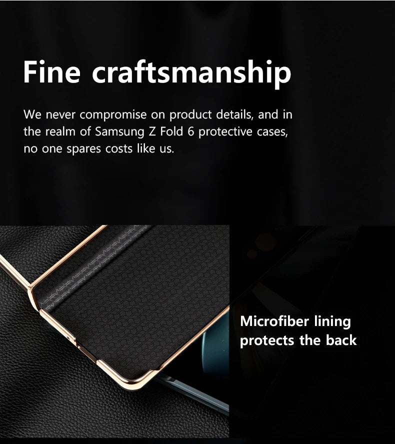 For Samsung Z Fold 7 6 5 4 3 Genuine leather Magnetic Hinge Full protective phone Case holder Kickstand fold6 Shockproof Cover