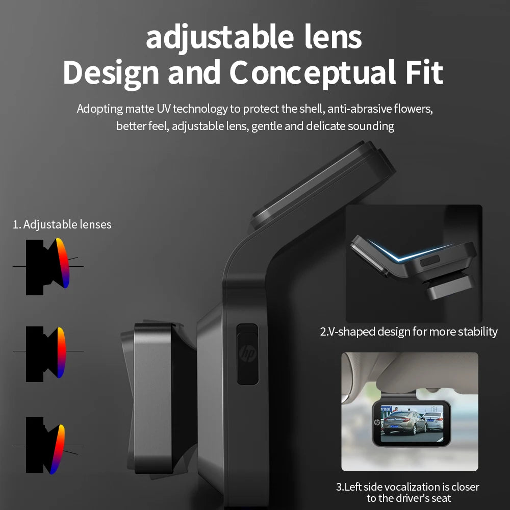 HP Car Recorder F986W 1296P Car Camera HD Night Vision Parking Monitoring Car WiFi Car DVR Video Loop Recording