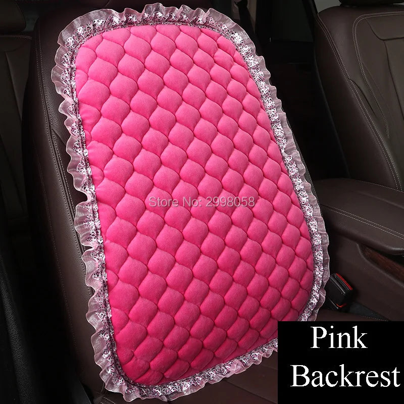 Fashion Pink Lace Car Seat Cover Velvet Plush Seat Cushion Pad Auto Chair Car Front Seat Protector For Lady Girl Women