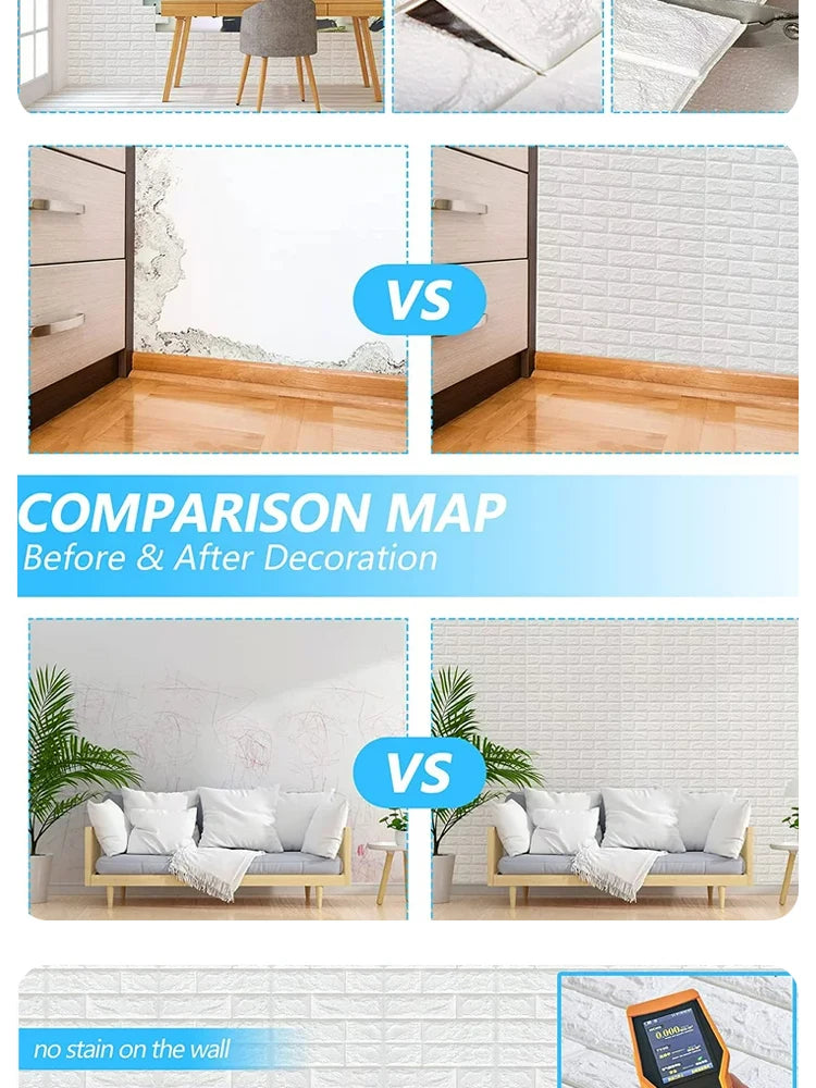3D Three-dimensional Wall Stickers Self-adhesive Wallpaper Anti-collision Decorative Stickers 10pc