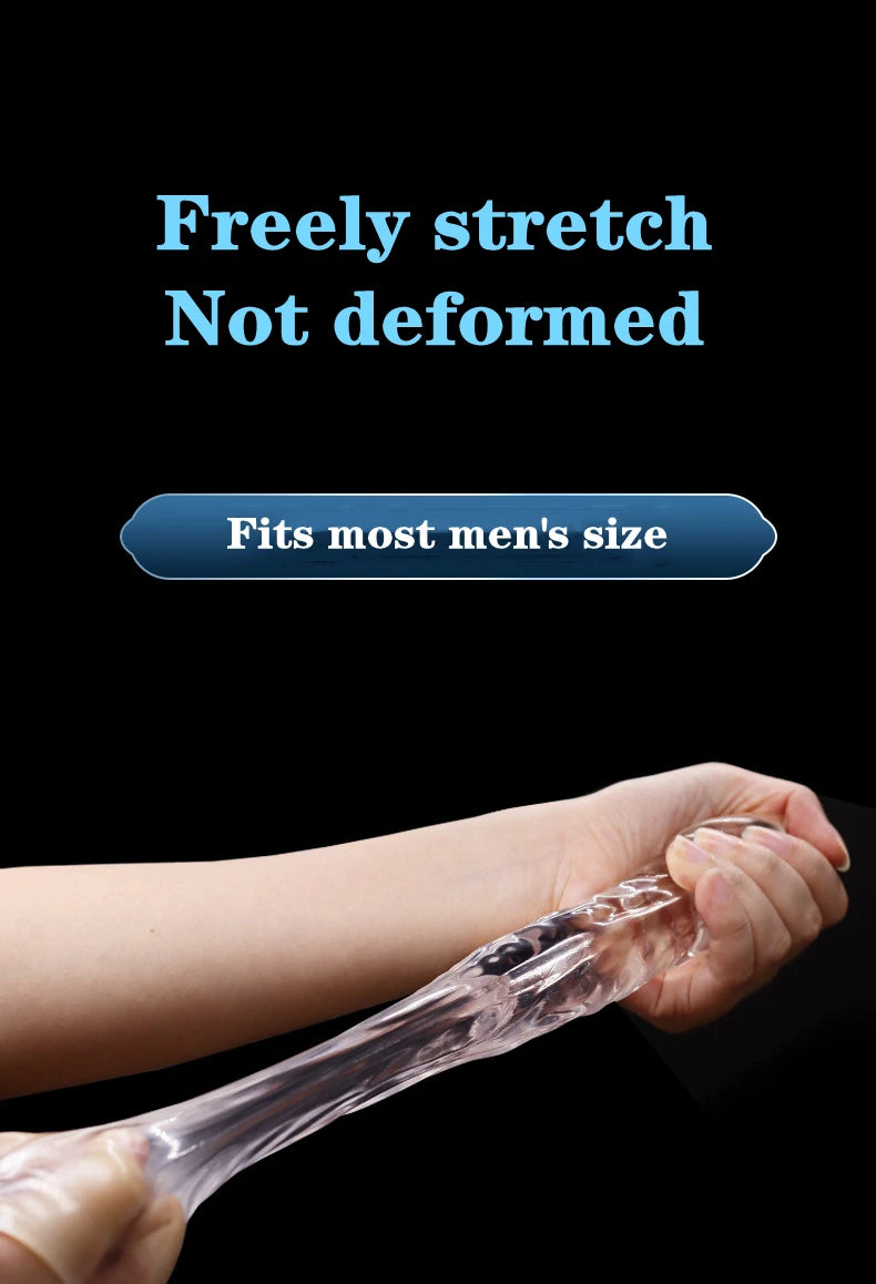 Large Penis Extension Sleeve Reusable Soft and Stretchable Delayed Ejaculation Condoms Male Dildo Extender Male Sex Toys