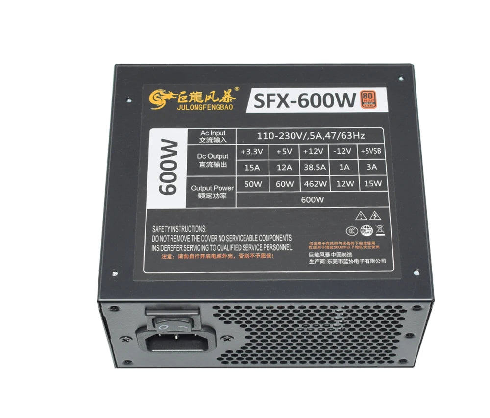 80Plus Bronze 400W 600W 110-230V Full Modular SFX Micro PC PSU High Efficiency Silent Fan Game Computer Power Supply