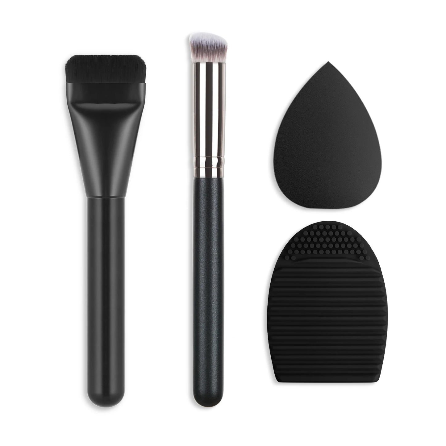 Ultra Thin Foundation Brush Makeup Mixing Palette with Spatula Flat Face Contour Brush Cosmetic Puff Blender Beauty Makeup Tools