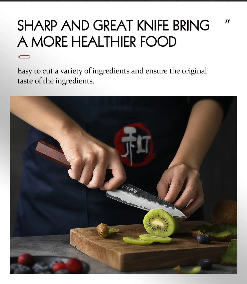 HEZHEN 5.5 Inches Utility Knife Stainless Steel Kitchen Cooking Knives Rosewood Handle With Gift Box Three-layer Composite Steel