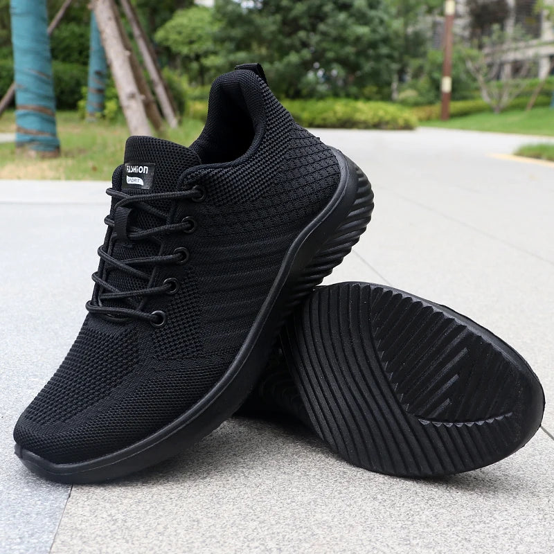 Men's Solid Lace-Up Casual Shoes, Lightweight Outdoor Sports Shoes Suitable for All Seasons Training and Exercise, Lightweight, Breathable and Non-Slip, Ideal for Leisure Walking Enthusiasts