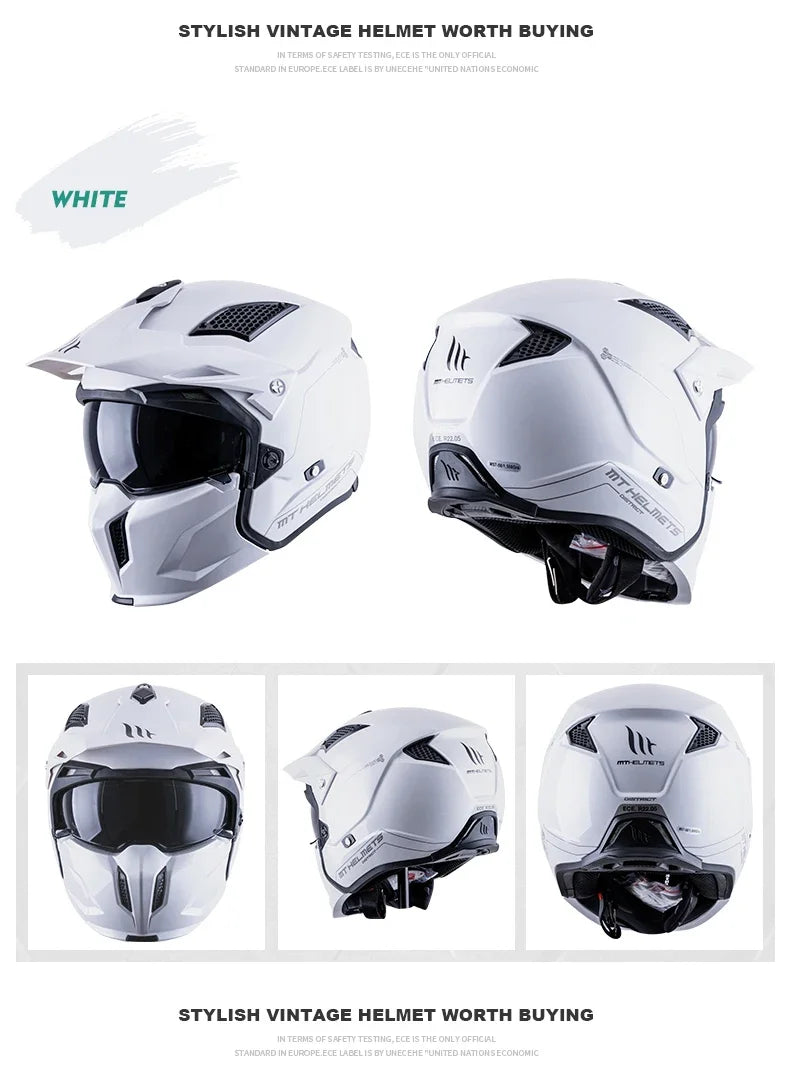 Spanish MT Streetfight Motorcycle Helmet Retro Street Fighter Combination  Four Seasons Detachable Full Face