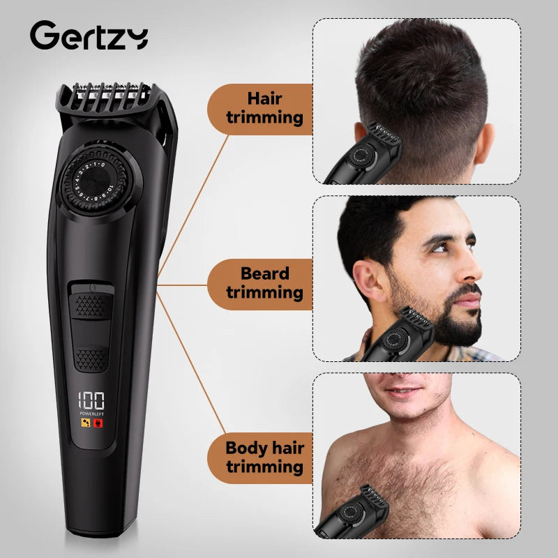 Electric hair clipper kit with digital display, USB rechargeable, multifunctional for home and travel, low voltage operation