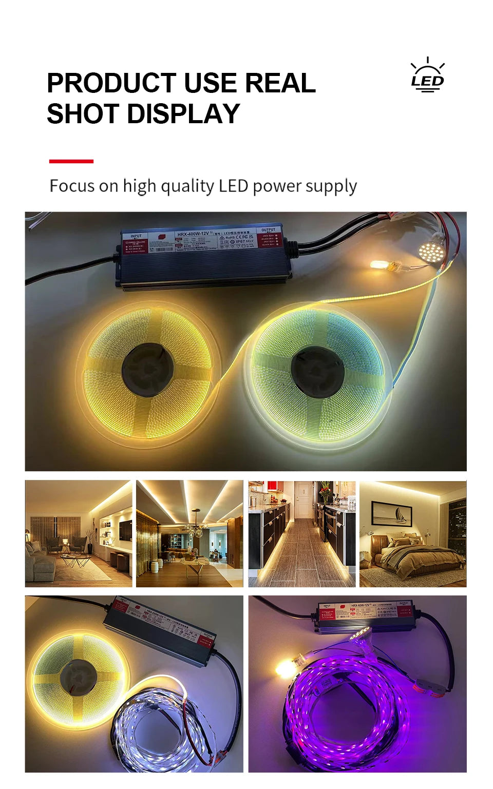 AC/DC waterproof lighting power supply IP6712V 24V outdoor LED driver 600W 500W 400W 300W 200W 100W transformer power supply