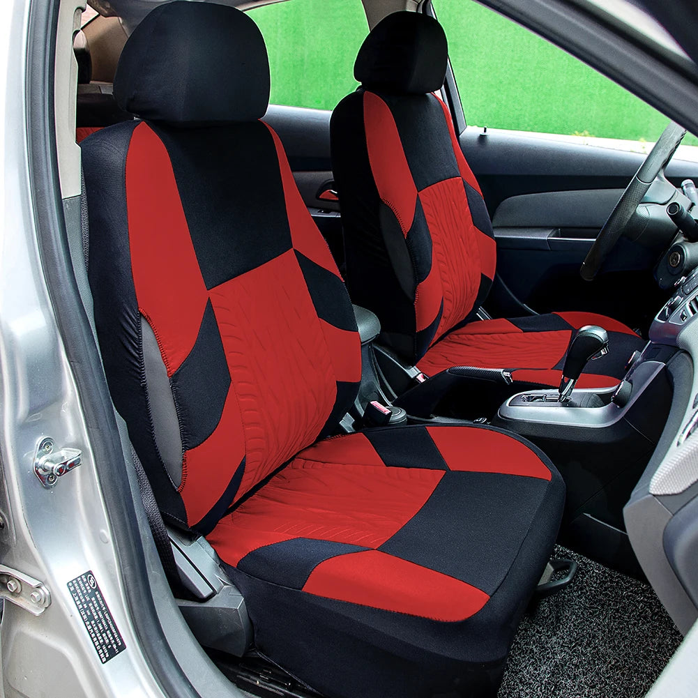 AUTO HIGH Embroidery Car Seat Covers Polyester Universal Fit Most Cars Truck SUV Van Protector - Front Pair