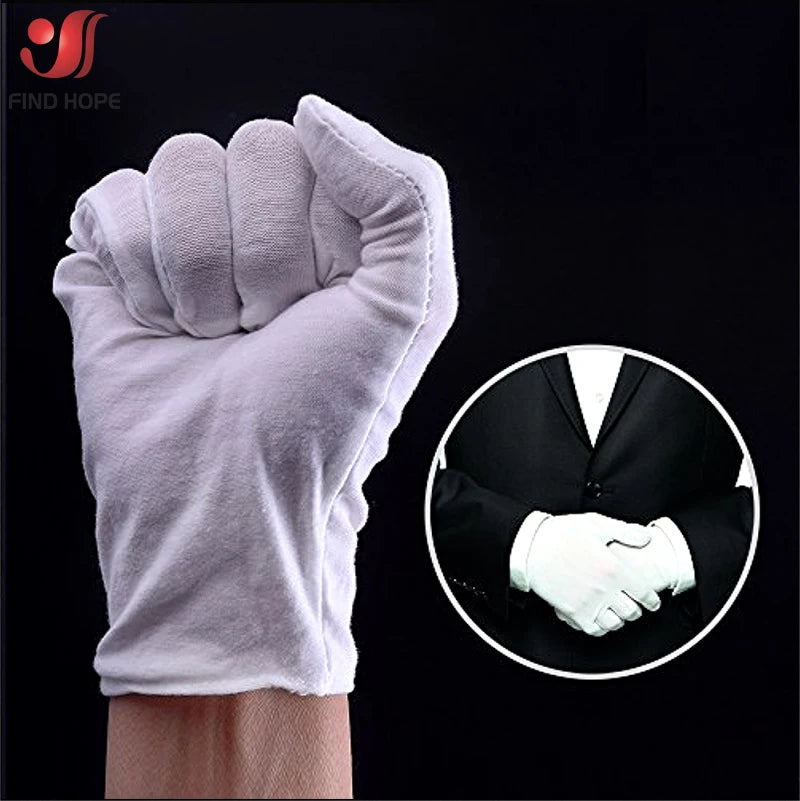 6 Pairs New Full Finger Men Women Etiquette Disposable White Cotton Gloves Waiters/Drivers/Jewelry/Workers Mittens Sweat Glove