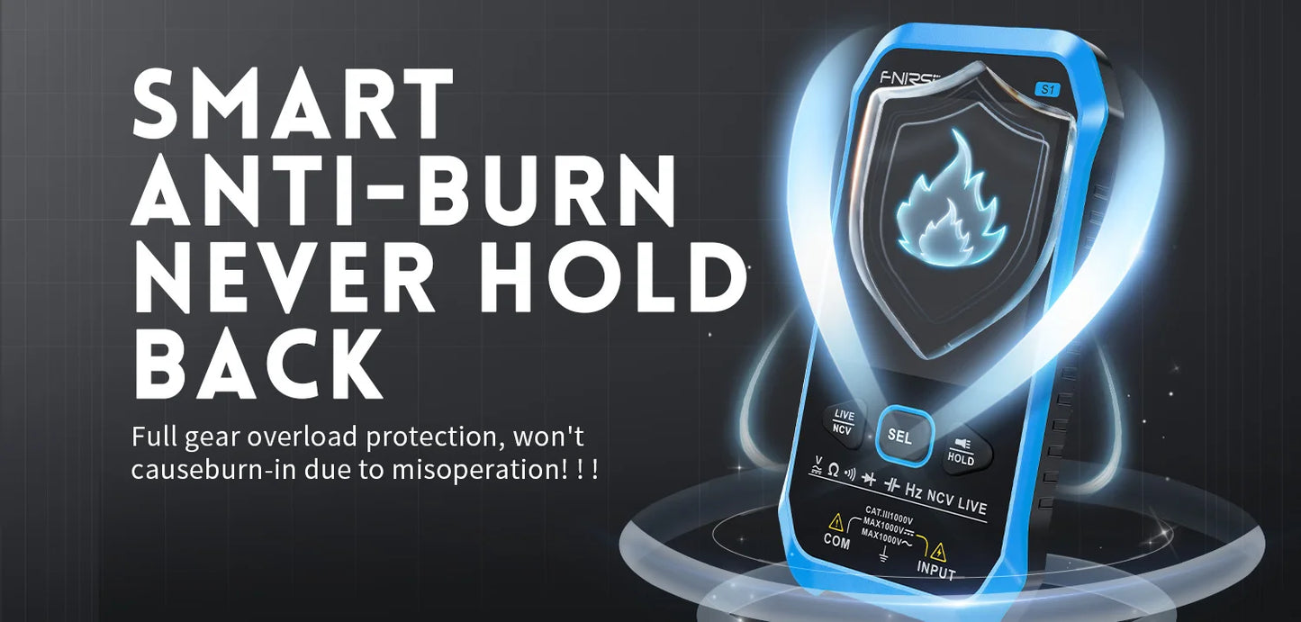 FNIRSI-S1 Digital Multimeter 9999counts AC DC Voltage Resistance Capacitance Diode NCV Hertz Live Wire Tester With Thermocouple