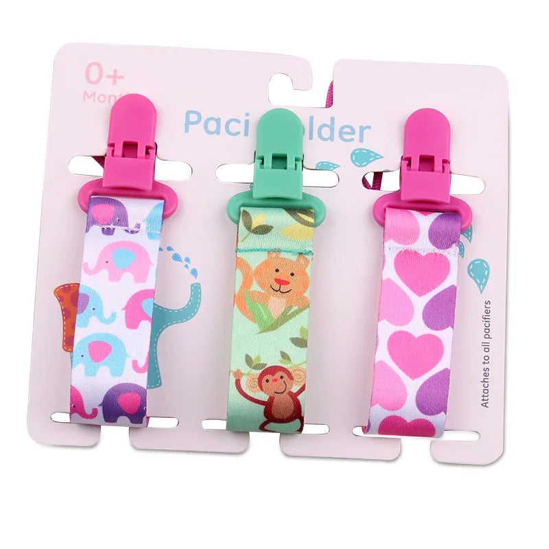 3Pcs/Set Baby Pacifier Clip Pacifier Chain Dummy Clip Nipple Holder for Baby Cartoon Print Child Pacifier Clips Soother Holder