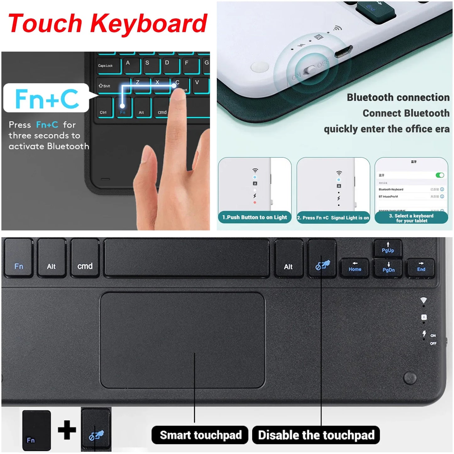 For Samsung Galaxy Tab S5e 10.5 Inch Case, Tablets Keyboard Cover for Samsung Galaxy Tab S5e 10.5 Inch SM-T720 SM-T725 Funda