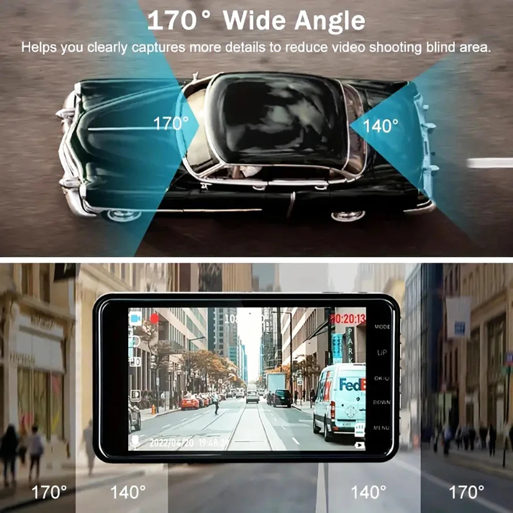 4-inch 1080P Dash Cam for Cars Touch Screen Car DVR Video Recorder Rear View Camera for Vehicle 24H Parking Monitor Black Box