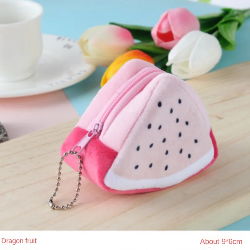 Cartoon Fruit Creative Plush Three-dimensional Coin Wallet Storage Bag School Bag Hanging Children's Holiday Gifts