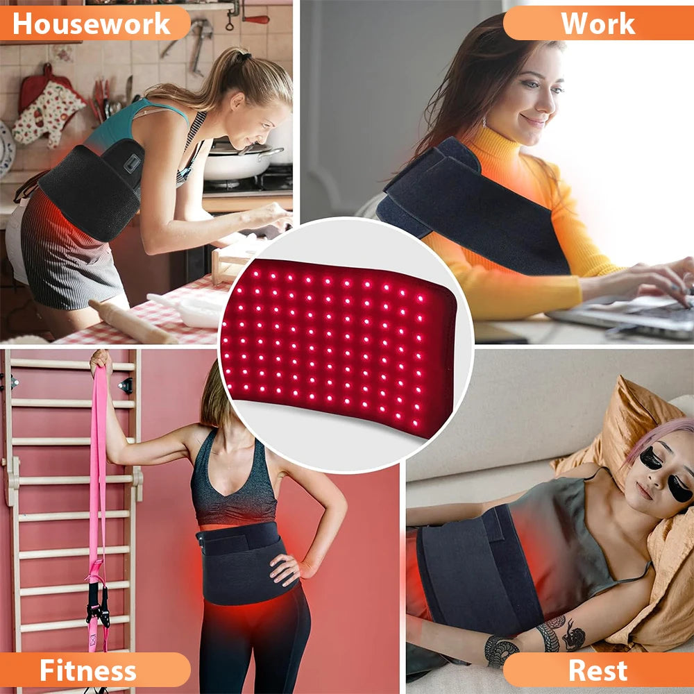 120 LED Red Light Belt 660nm&850nm Infrared Light Therapy Pad for Back Knee Hands Feet Relief Care Body Fatigue Deep Therapy