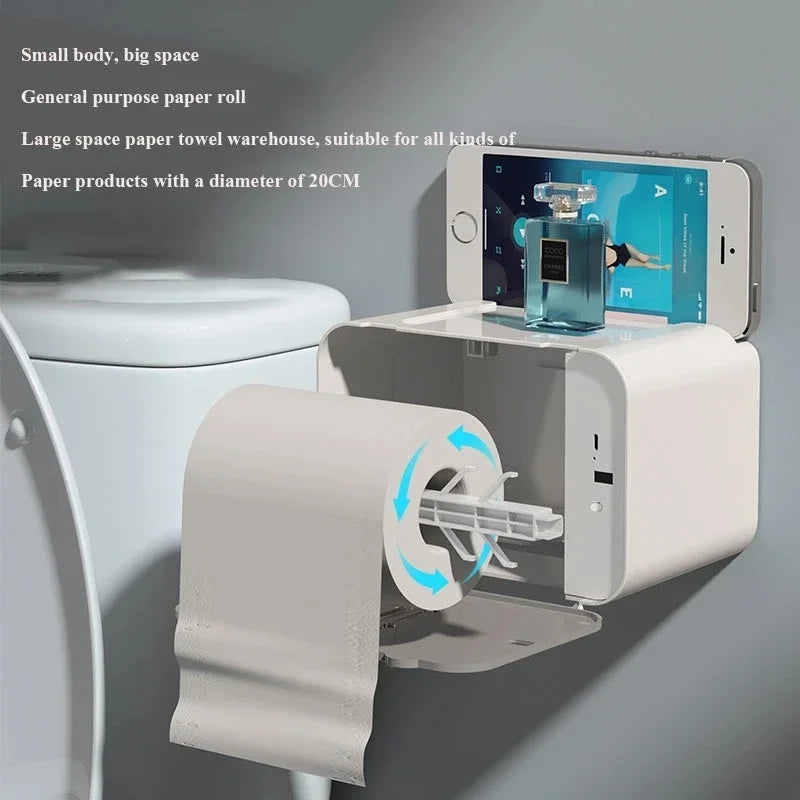 Induction Toilet Paper Holder Shelf Automatic Paper Out Wc Paper Rack Wall-Mounted Toilet Paper Dispenser Bathroom Accessories