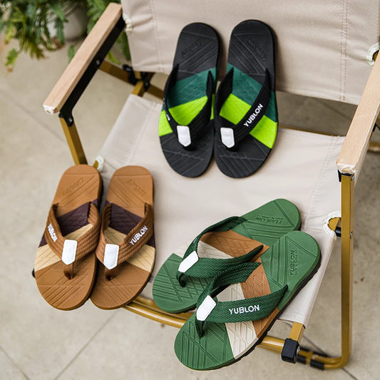 【National Trend Functional Style】Woven belt anti-slip and moisture-proof flip flops for men outdoor leisure EVA foaming technolo