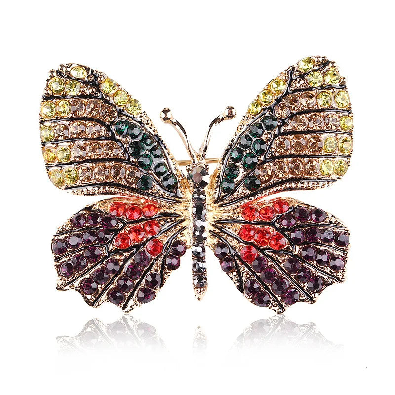 Rhinestone Butterfly Brooch, Glittering , Multi-color Optional, For Women Small Gift