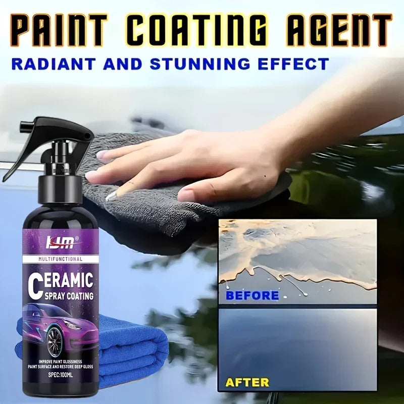 3-in-1 car nano coating spray - instant gloss enhancement, scratch-resistant and stain-resistant paint protection liquid wax