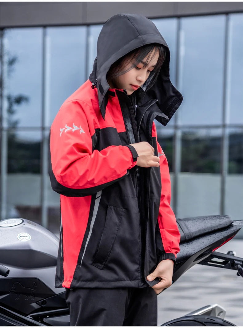 SULAITE Rain Suit Motorcycle Rain Gear Suit for Men & Women Jackets & Pants Reflective Waterproof Breathable Rainsuit