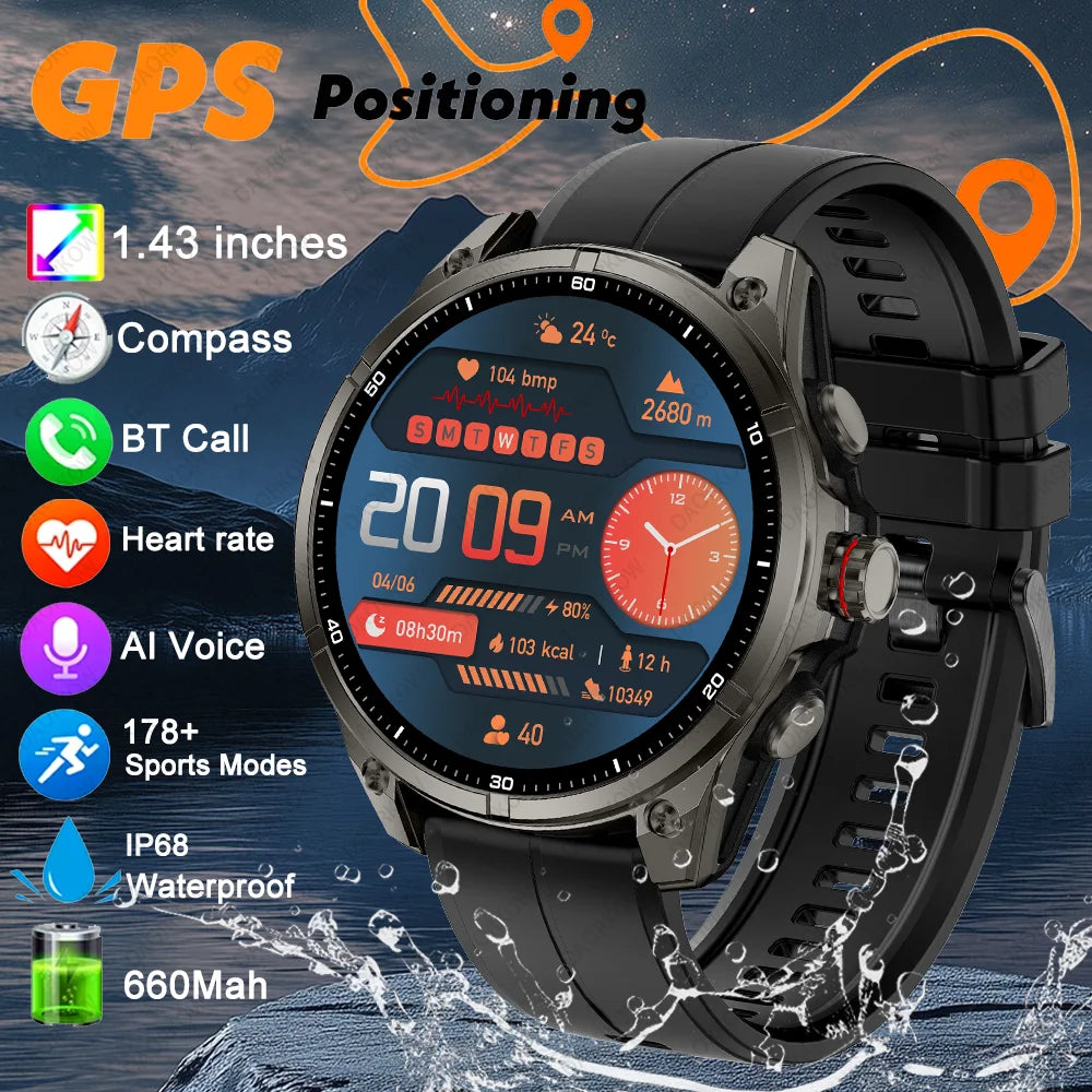 2025 New For Huawei GPS Smart Watch Men 466*466 AMOLED HD Precise GPS Compass BT Call Health Monitor IP69 Waterproof SWIM Watch