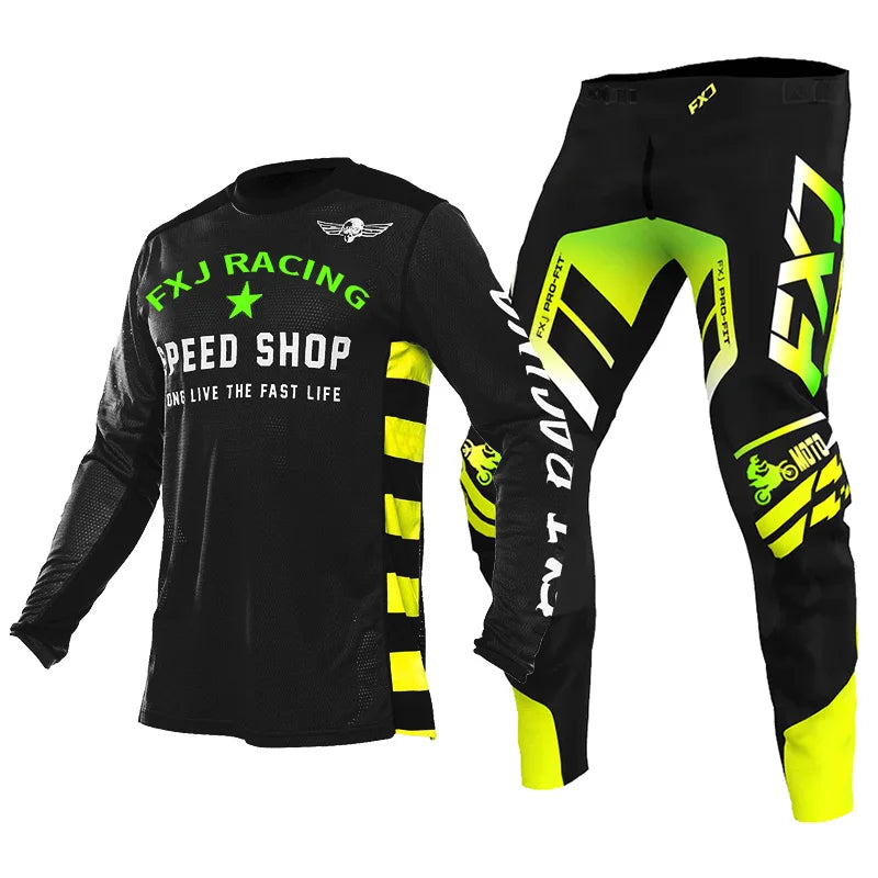 Motorcycle racing suit cross Mens Women'sMotocross Jersey Pant Kits Enduro MX MTB Off-road green red black pink yellow blue
