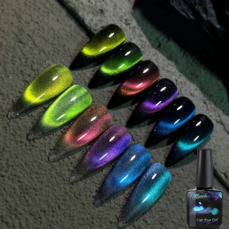 8ml 9D Rainbow Cat Eye Magnetic Nail Gel Phototherapy Adhesive Semi Permanent Nail Art Manicure Soak Off LED UV Gel